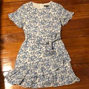 White and blue floral dress